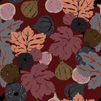 figs and leaves on a red background vector