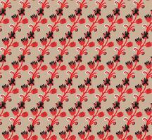 a pattern with red and black flowers on a beige background vector
