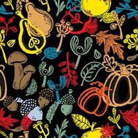 autumn seamless pattern, with autumn leaves and fruits vector