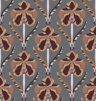 a pattern with brown and red flowers on it vector