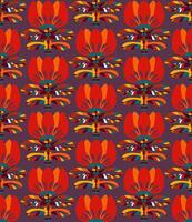 a pattern with red and orange flowers on it vector