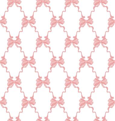 Pink, lilac coquette ribbon bow trellis checkered seamless pattern Damask Print. Rhombus Background