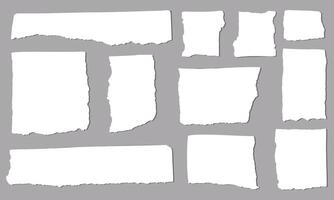 Hand drawn torn paper set. Blank paper notes for messages. Hand drawn flat illustrations for paper reminders. vector