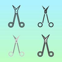 Surgical scissors in line and color styles, representing precision medical instruments, ideal for surgical procedure visuals or healthcare infographics. vector