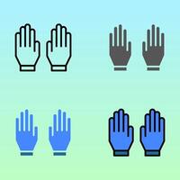 Sterile gloves in line and filled styles, symbolizing hygiene and safety in medical procedures, ideal for hospital signage or health protocol visuals. vector