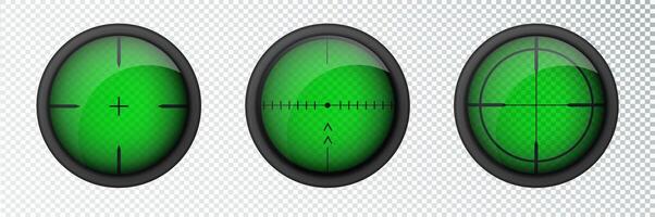 Realistic sniper sight thermal imager. Sniper scope with measurement thermal imager marks template. Sniper scope crosshairs view. Realistic optical sight. vector