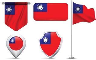 Set of Chinese Flags in Different Shapes and Styles vector