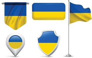 Set of Ukrainian Flags in Different Shapes and Styles vector