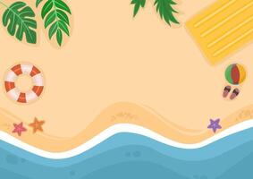 Summer theme background on beautiful beach and sand with float and rubber circles vector
