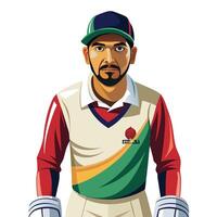 Cricket Player with Gloves on White vector