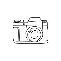 Simple Line Drawing of a Vintage Camera on a White Background vector
