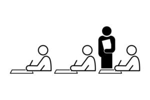 Proctor supervising exam candidates writing icon symbol vector