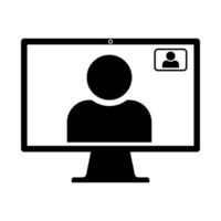 conference icon with two people on a computer screen vector