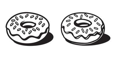 Two donuts are shown in black and white vector