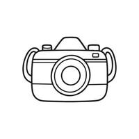 Simple Black and White Camera Outline Drawing for Coloring Pages vector