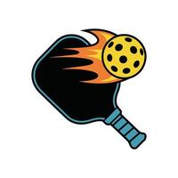 Flaming Pickleball A Dynamic Graphic of Speed and Intensity on the Court vector
