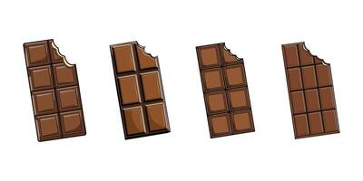 Bitten chocolate bar isolated on white background, dessert, illustration in flat style. Chocolate bar on white background. Milk chocolate bar vector