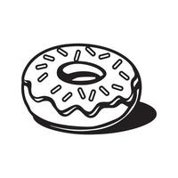 A donut is shown in a black and white drawing vector