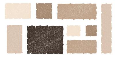 wavy rectangles with grain texture, irregular colorful text boxes. Crayon drawn squares and rectangles with wavy rough edges. Organic grunge text boxes, geometric shapes or empty speech bubbles vector