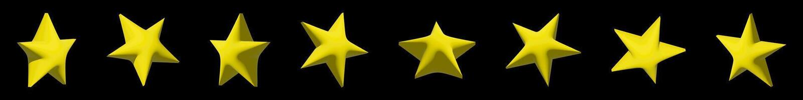 3d star animation set - rotation of yellow cartoon game element vector