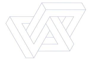 Impossible figure. Linear style, geometric irregular shape. Optical illusion. icon, isolated object vector