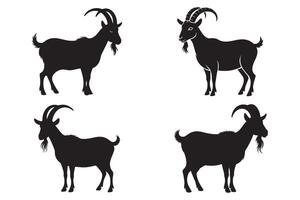 Set of black silhouettes of goats. on white background vector