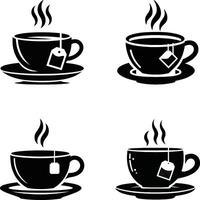 A black silhouette of a teacup vector