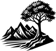 Tree and Mountain Illustration vector