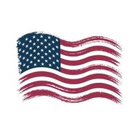 The USA flag Waving with a distinctive brushstroke texture vector