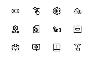 Settings Icon Pack. Scalable Graphics for Adjustment, Optimization, and Fine-Tuning of Applications and Systems vector