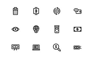 Digital Payments Icons set collection. High-Quality Line and Outline Illustrations for Mobile Wallets, Transactions, Online Payments, and Digital Finance vector