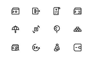 Digital Payments Icons. Clean High-Quality Line and Outline Illustrations for Mobile Wallets, Transactions, Online Payments, and Digital Finance vector