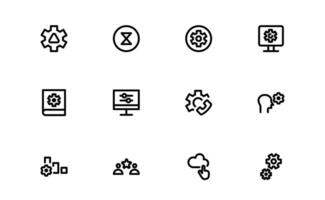 Settings Icons bundle package. Scalable Graphics for Adjustment, Optimization, and Fine-Tuning of Applications and Systems vector