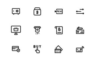 Digital Payments Icons bundle collection. High-Quality Line and Outline Illustrations for Mobile Wallets, Transactions, Online Payments, and Digital Finance vector