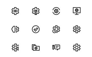Settings Icons bundle Pack. Scalable Graphics for Adjustment, Optimization, and Fine-Tuning of Applications and Systems vector