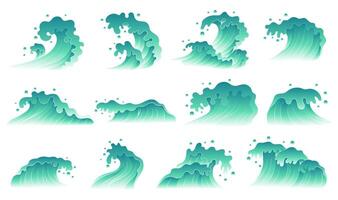 A combination of ocean waves and spray elements vector
