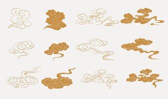 A collection of cloud pattern design elements in Chinese style vector