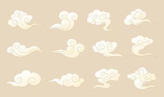 A collection of Chinese style cloud pattern illustration elements vector