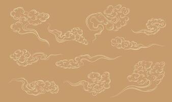 Collection of linear moire design elements vector
