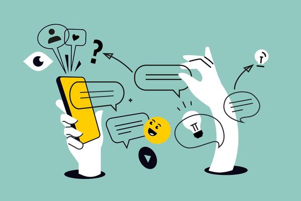 Creative illustration of smartphone services and communication. concept for web banner, social media banner, business presentation, marketing material.