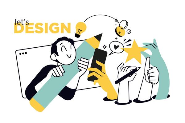 Lets design. illustration for web banner, social media banner, business presentation, marketing material.