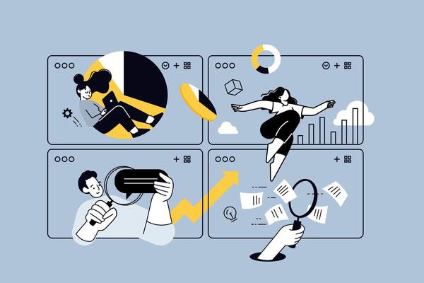Creative illustrations of seo, report, analytics and analysis, business documents. concepts for web banner, social media banner, business presentation, marketing material.