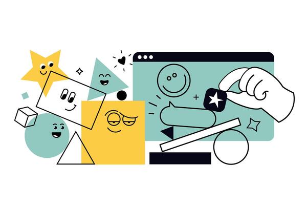 Creative illustration of star rating, review, social media. concept for web banner, social media banner, business presentation, marketing material.