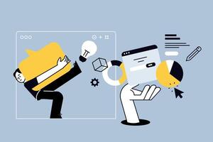Creative illustration of web design and development, content management. concept for web banner, social media banner, business presentation, marketing material. vector