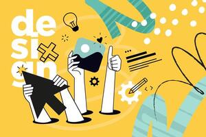 Creative illustration of graphic and web design. concept for web banner, social media banner, business presentation, marketing material. vector