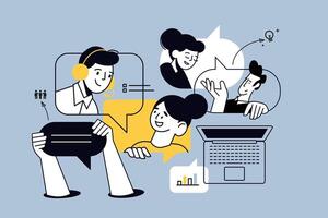 Creative illustration of customer support, call center. concept for web banner, social media banner, business presentation, marketing material. vector