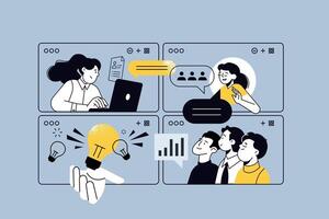 Creative illustrations of human resources, career, startup, conference call, management. concepts for web banner, social media banner, business presentation, marketing material. vector