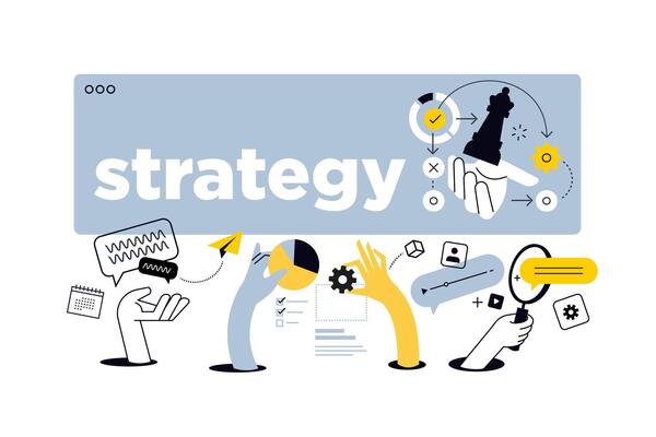 Creative illustration of business strategy. concept for web banner, social media banner, business presentation, marketing material.