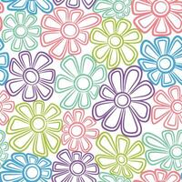 Seamless pattern with floral ornament in retro style. illustration in 70s vector