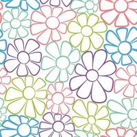 Seamless pattern with floral ornament in retro style. illustration in 70s style vector